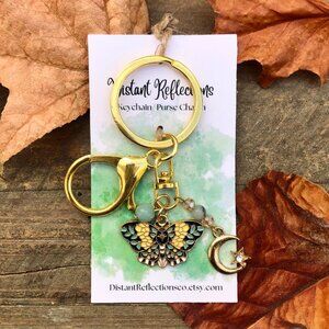 Green & Yellow Moth Amazonite Crystal Keychain